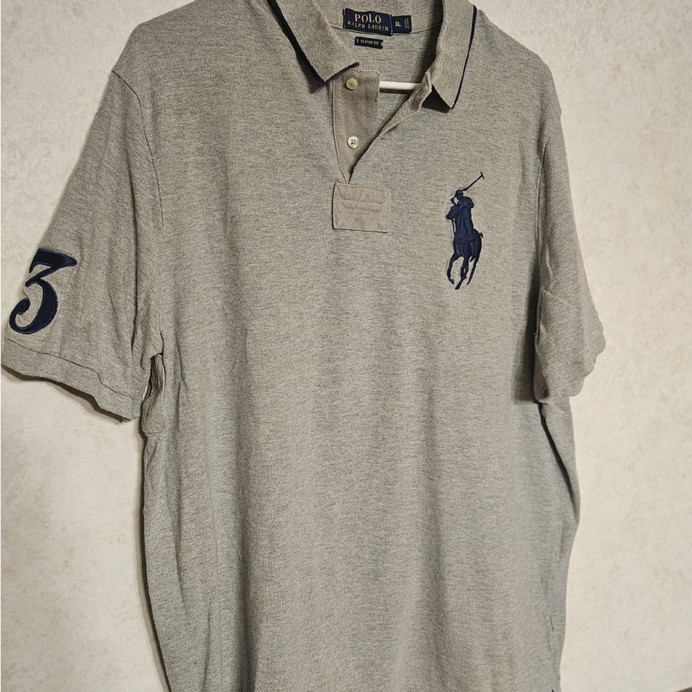 Ralph Lauren Gray Polo Shirt with‎ Navy Logo